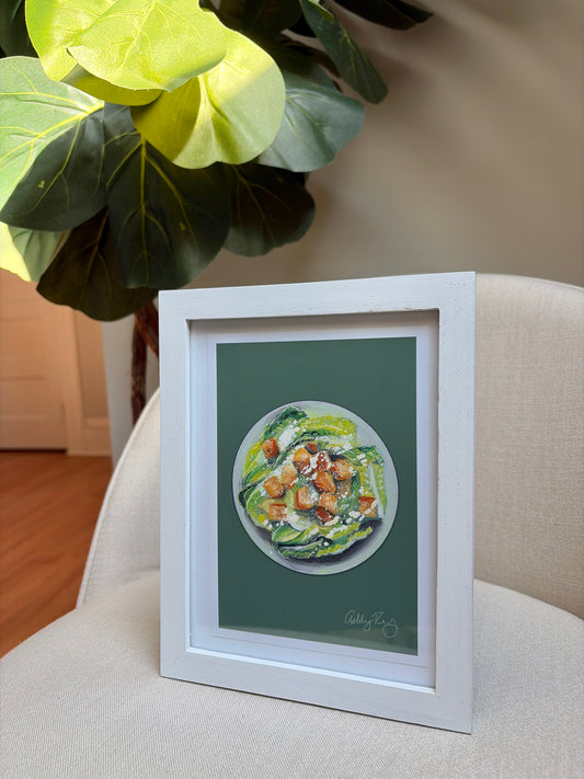 Caesar Salad Dark Green Background Print