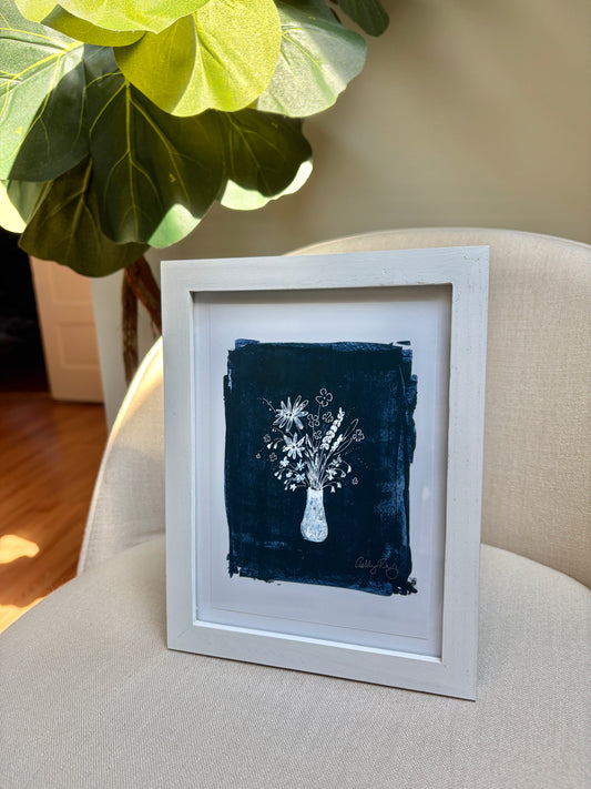 Blue and White Flowers Print 5x7