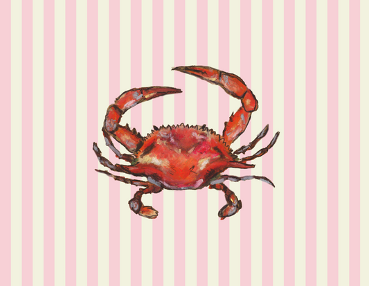 Pinstripe Pink Crab Greeting Card