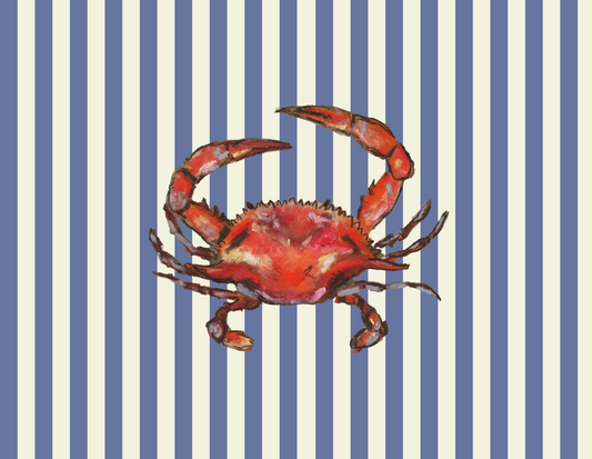 Pinstripe Blue Crab Greeting Card
