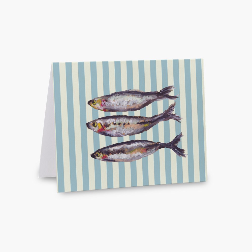 Pinstripe Teal Fish Greeting Card