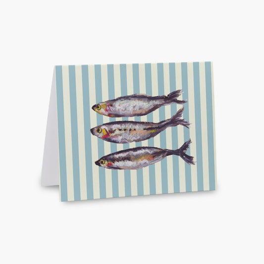 Pinstripe Teal Fish Greeting Card