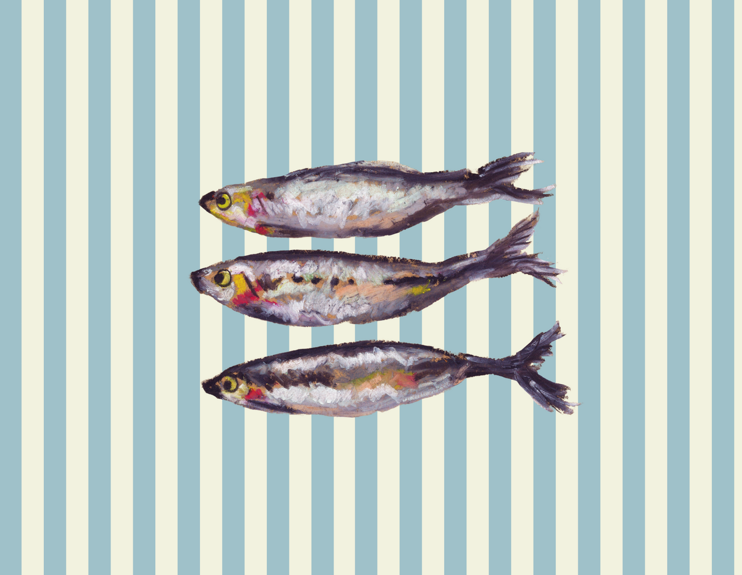 Pinstripe Teal Fish Greeting Card