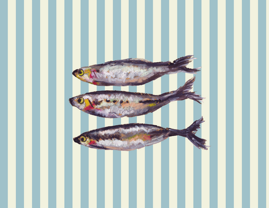 Pinstripe Teal Fish Greeting Card