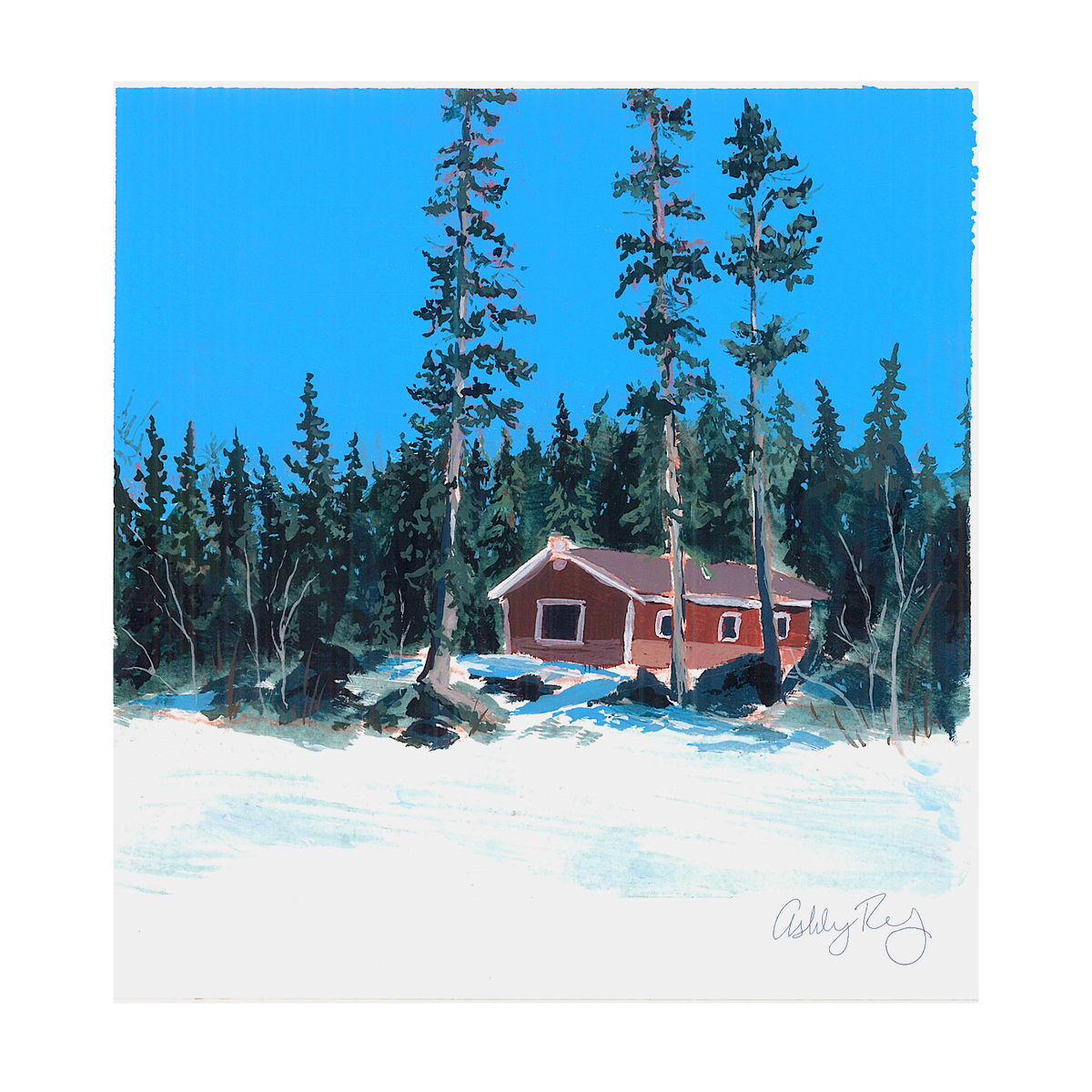 Winter Cabin Print 5 x 5