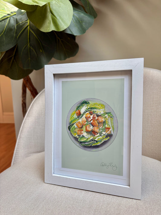 Caesar Salad Light Green Background Print