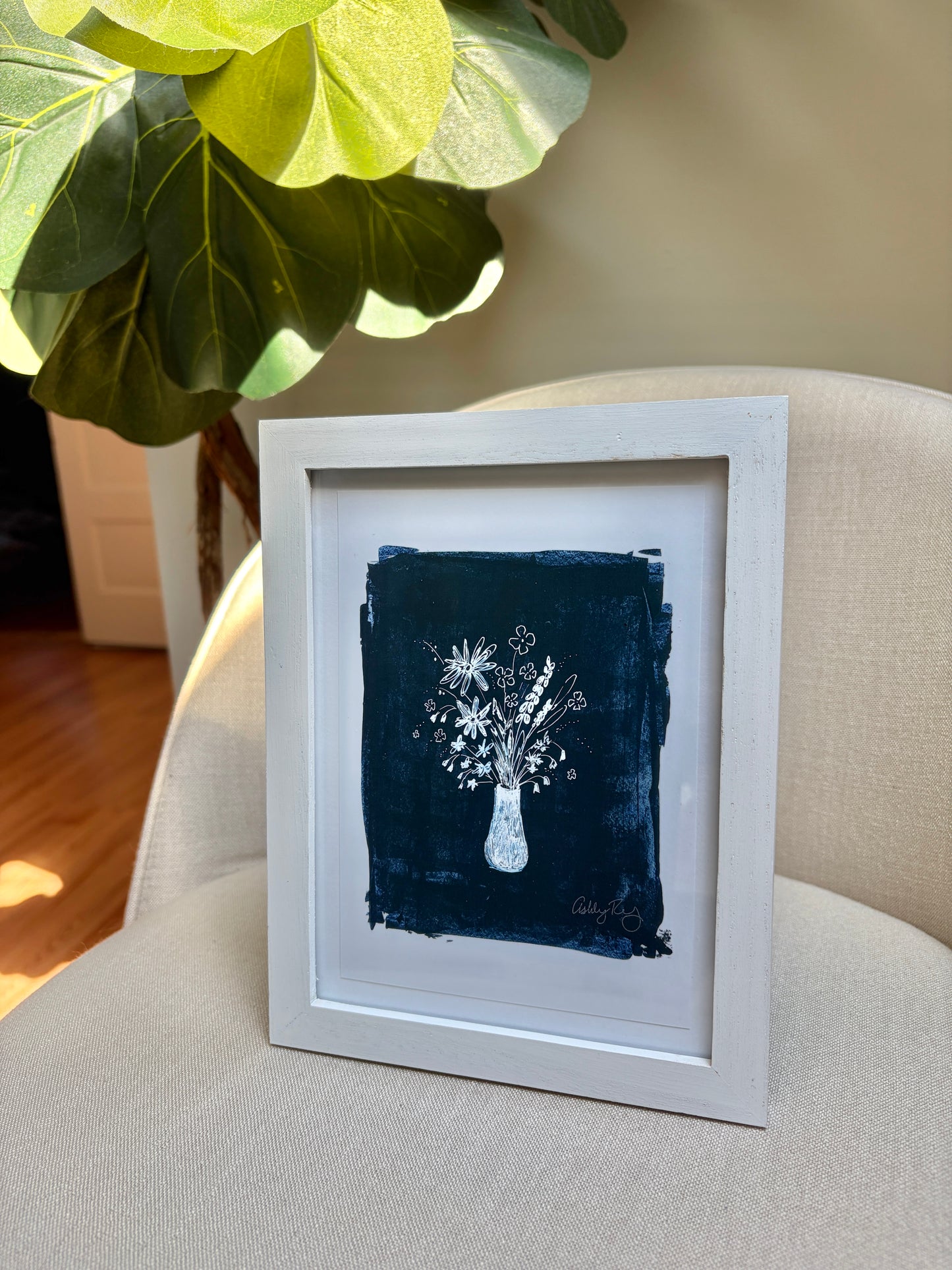 Blue and White Flowers Print 5x7