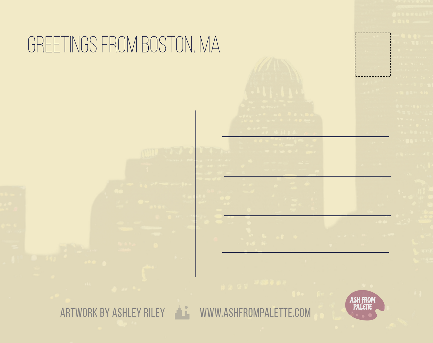 Boston City Skyline Postcard