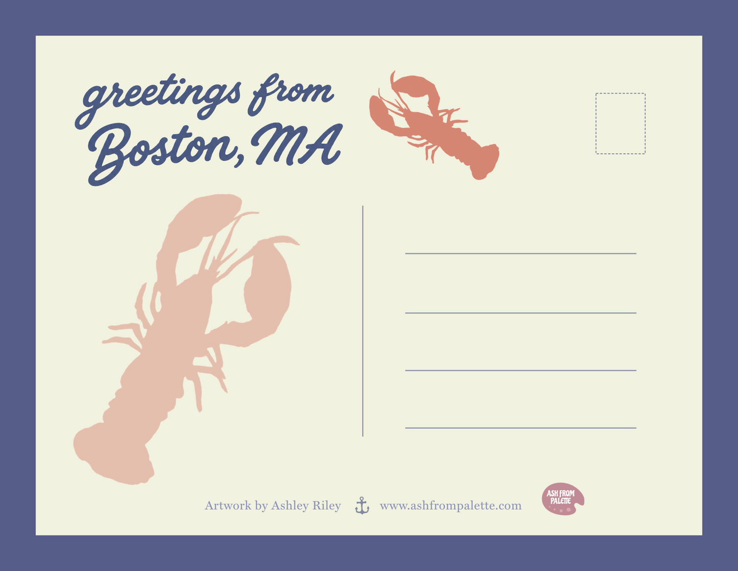 Boston Graphic Lobster Postcard