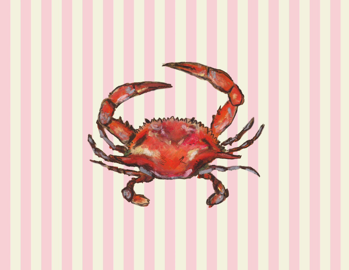 Pinstripe Pink Crab Greeting Card