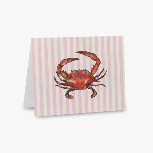 Pinstripe Pink Crab Greeting Card