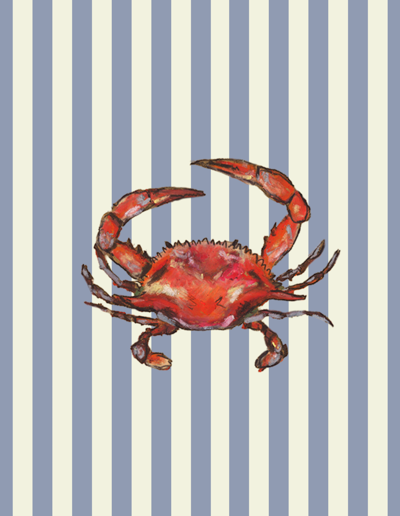 Blue Crab Pinstripe Print
