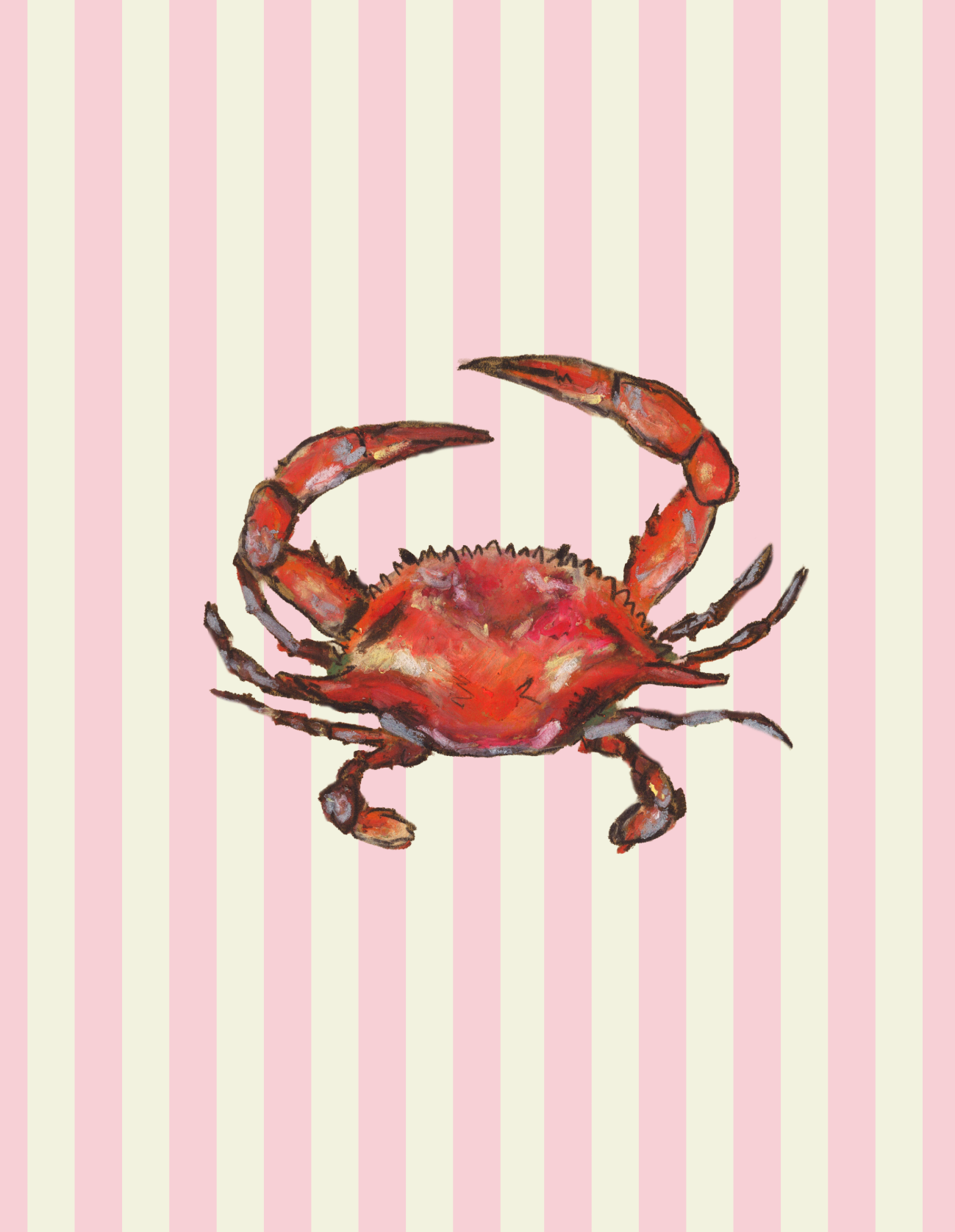 Pink Crab Pinstripe Print
